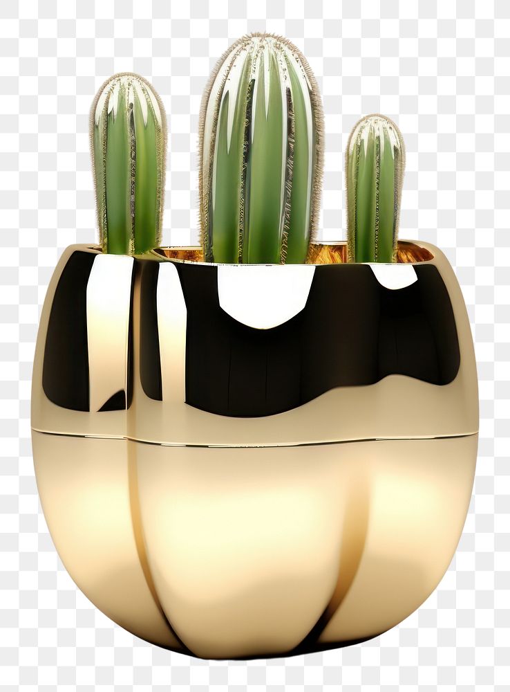 PNG 3d render of a cactus in surreal abstract style plant vase flowerpot.