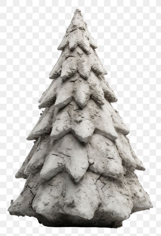 PNG 3d render christmas tree rough concrete plant fir white background.