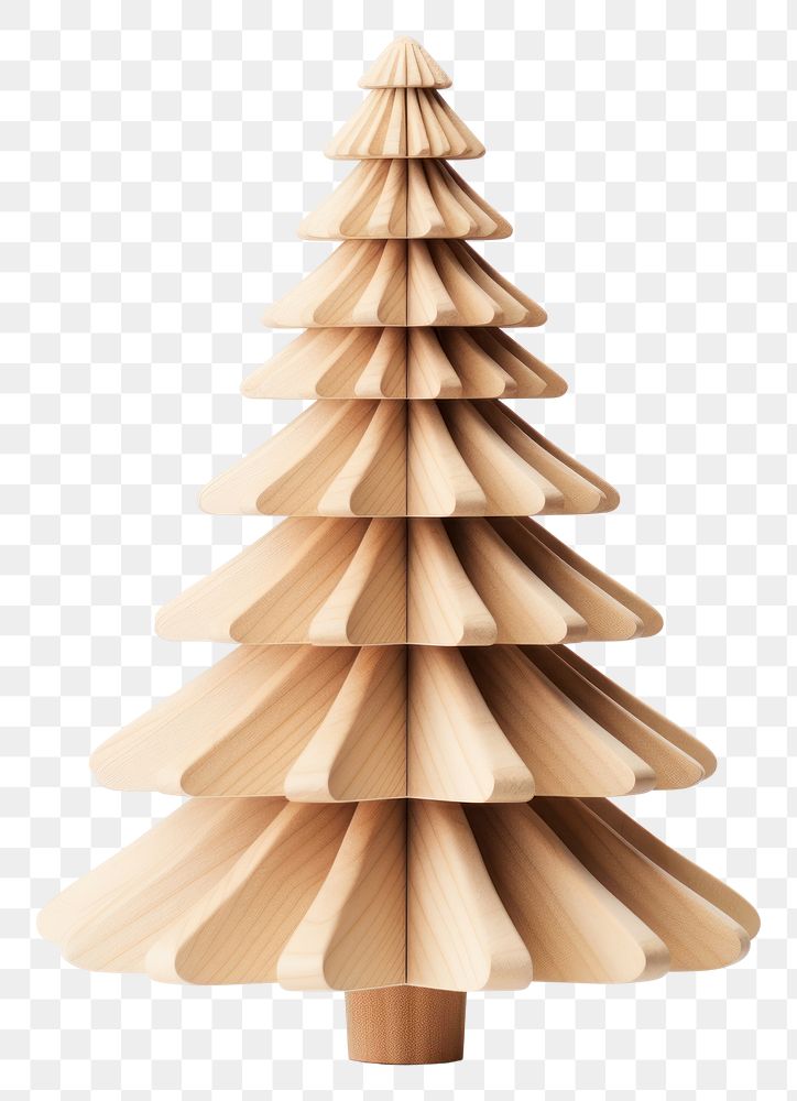 PNG 3d render christmas tree wood material white background celebration decoration.
