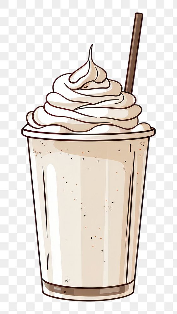 PNG A cartoon-like drawing of a milkshake smoothie dessert drink.