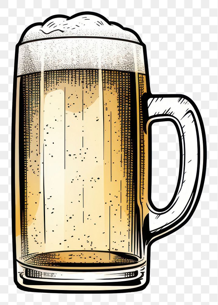 PNG A cartoon-like drawing of a beer drink lager glass.