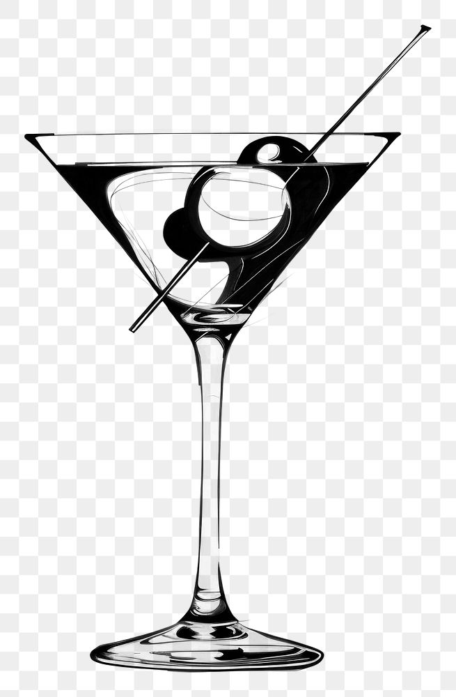 PNG A cartoon-like drawing of a cocktail martini drink glass.