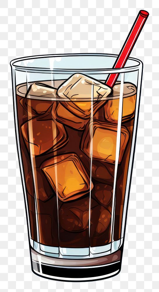 PNG A cartoon-like drawing of a cola drink glass soda.