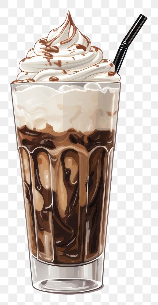 PNG Iced chocolate milkshake dessert drink.