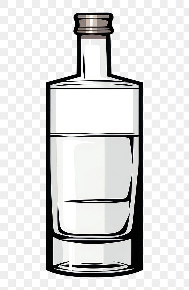 PNG A cartoon-like drawing of a vodka bottle glass drink.