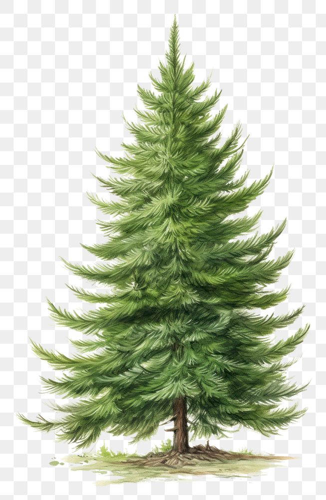 PNG Botanical illustration of a christmas tree crayon plant pine fir.