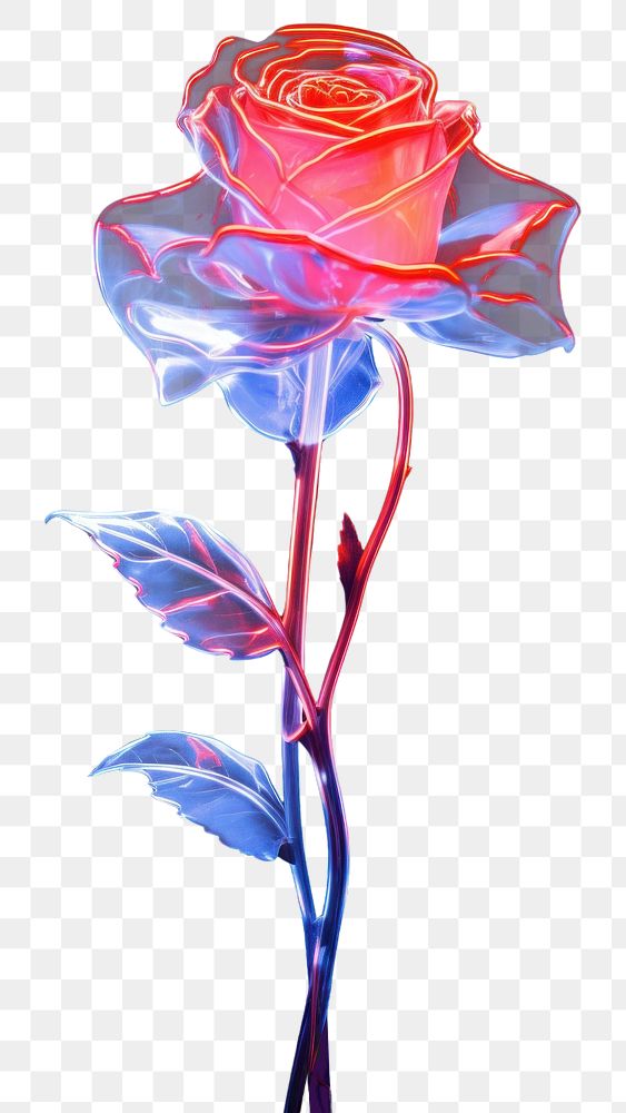 PNG Photography of rose flower radiant silhouette light neon plant.