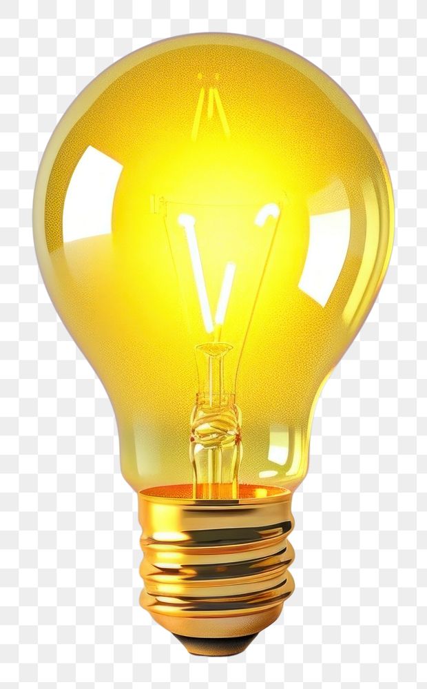 PNG Yellow lightbulb with glowing yellow electricity illuminated.