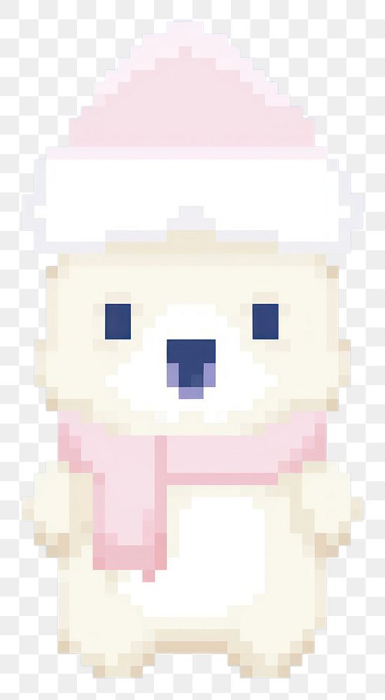 PNG Kawaii white bear toy representation pixelated.