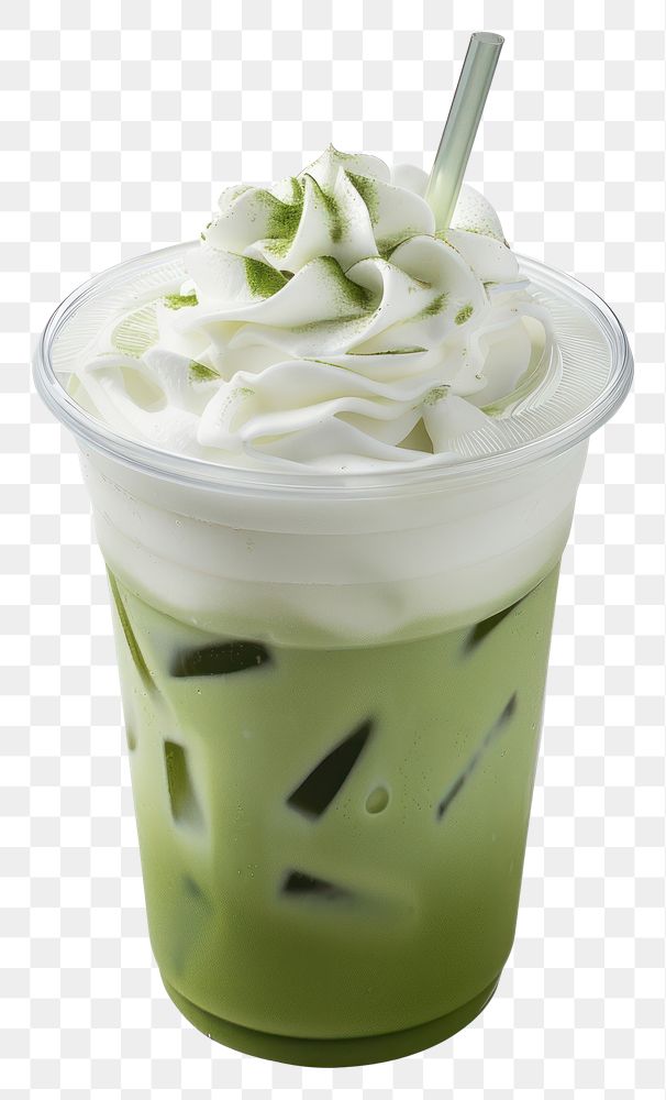 PNG Matcha latte iced tea drink cream dessert.