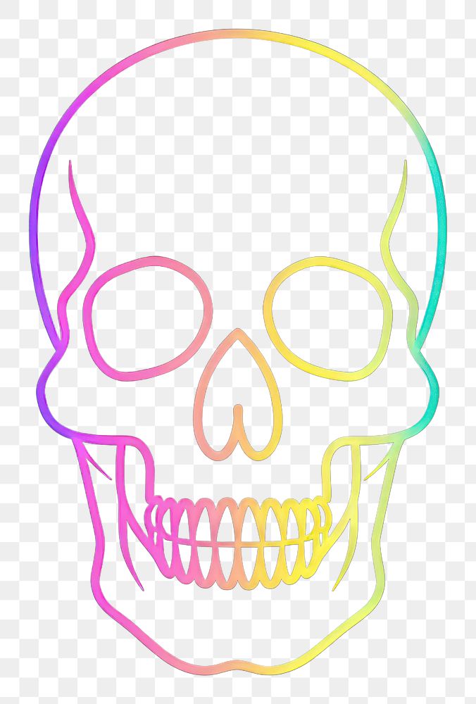 PNG A human skull icon line neon illuminated.