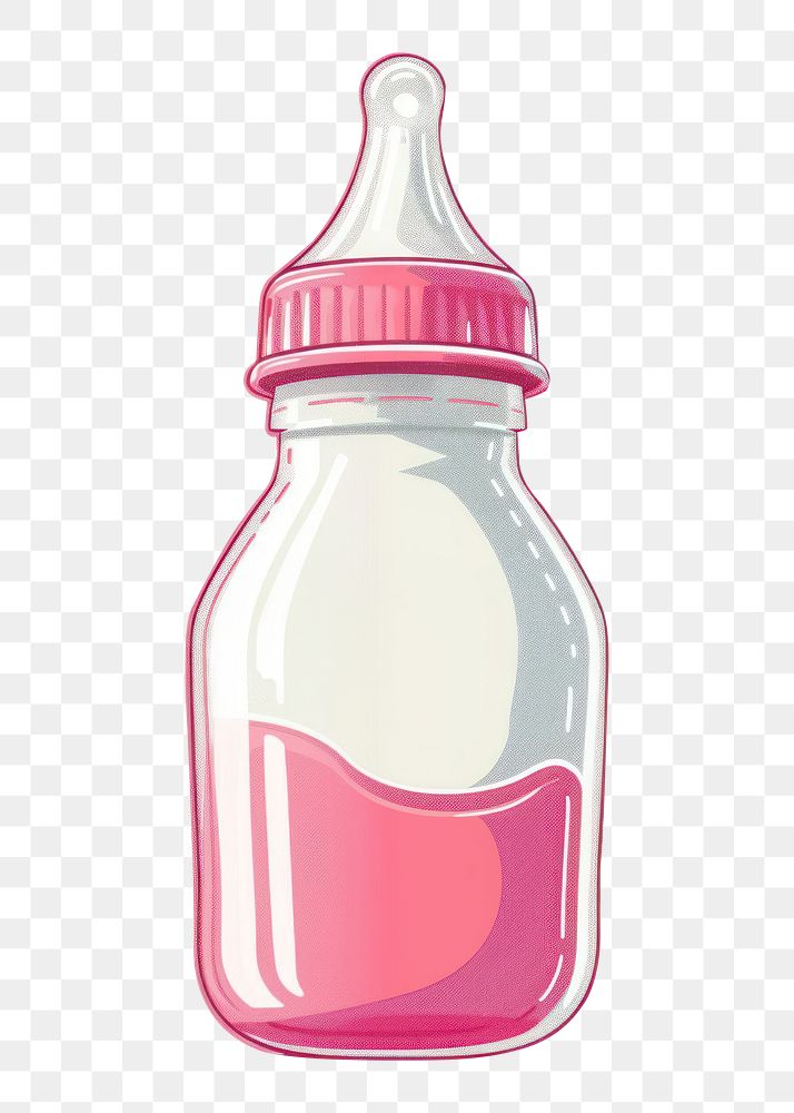 PNG Infant feeding bottle pink jar refreshment.
