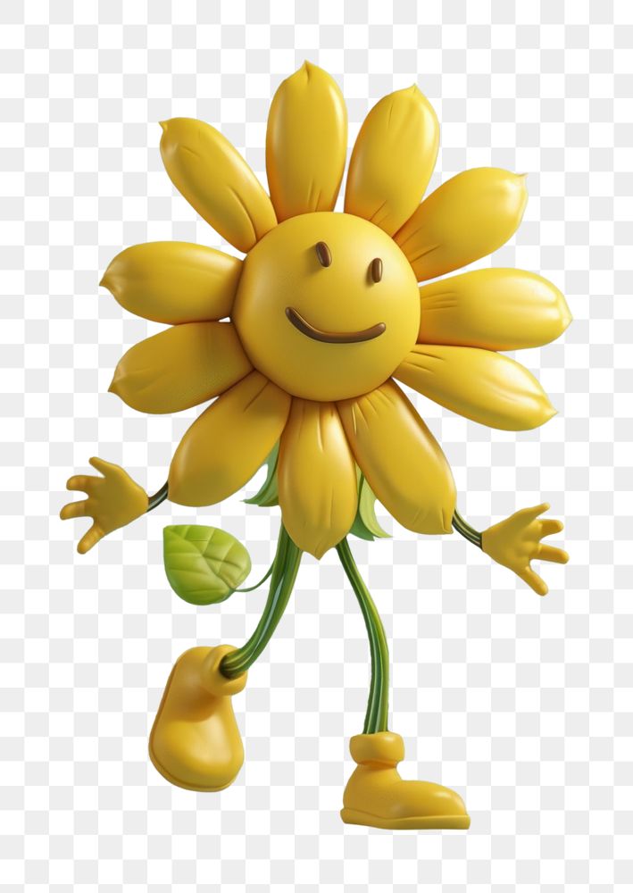 PNG 3d sunflower character cartoon plant anthropomorphic