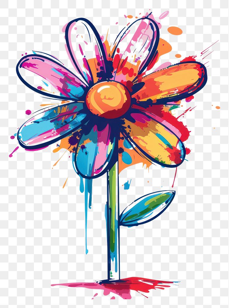 PNG Graffiti flower art painting symbol.