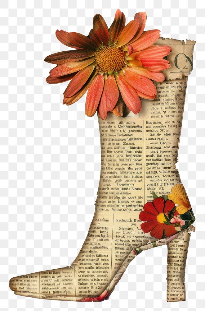PNG Ephemera minimal flower boot footwear plant shoe.