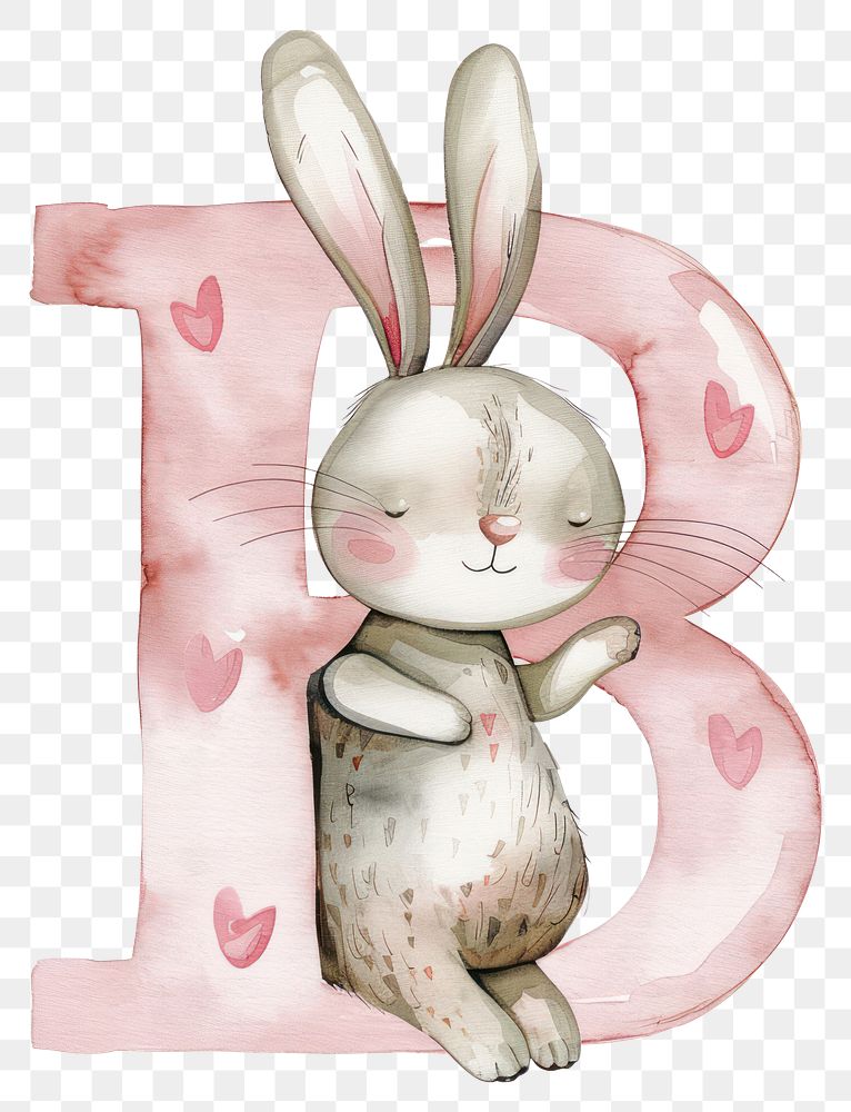 PNG Bunny alphabet B mammal rabbit cute.
