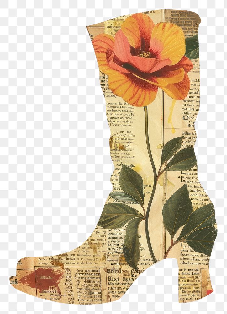 PNG Ephemera minimal flower boot art paper plant
