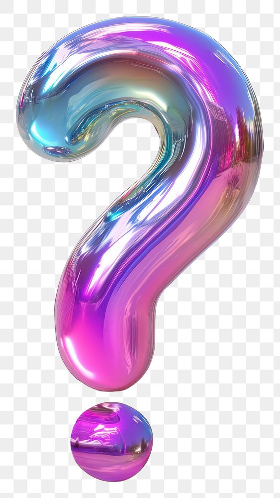 PNG  Iridescent bubble question mark number font white background