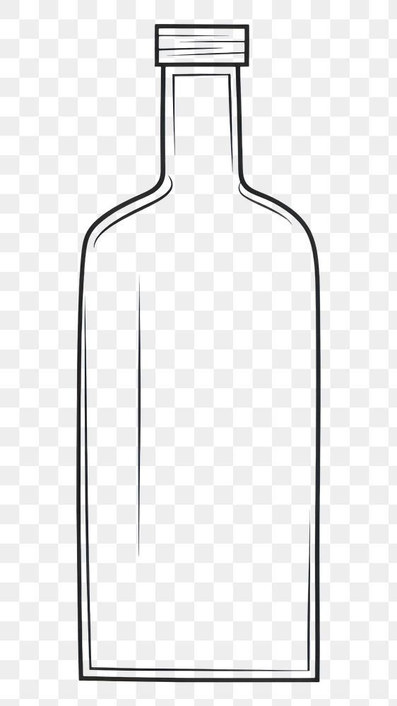 PNG Minimal illustration of a whisky bottle drawing glass white background.