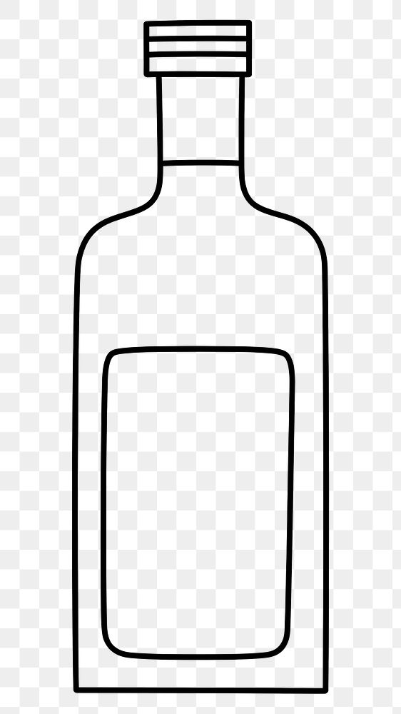 PNG Minimal illustration of a whisky bottle drawing glass drink.