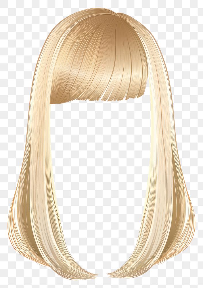 Blonde long bob hairstyle wig white background front view.