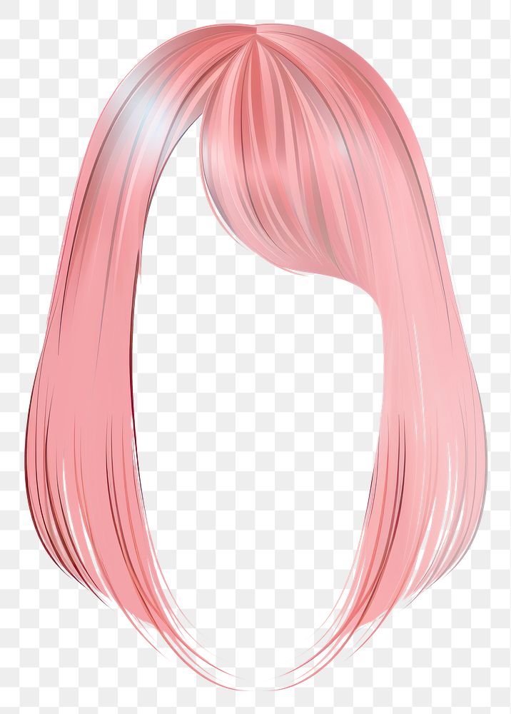 Pink blunt bob hairstyle wig white background portrait.