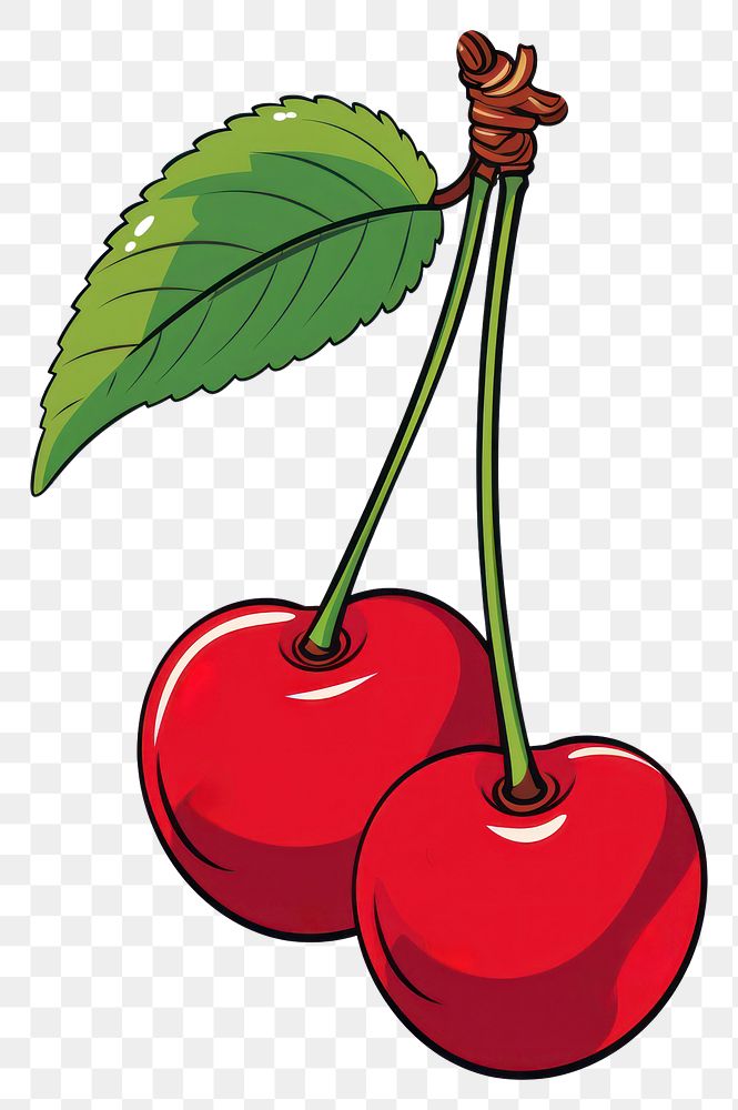 PNG Cherry cartoon fruit plant.