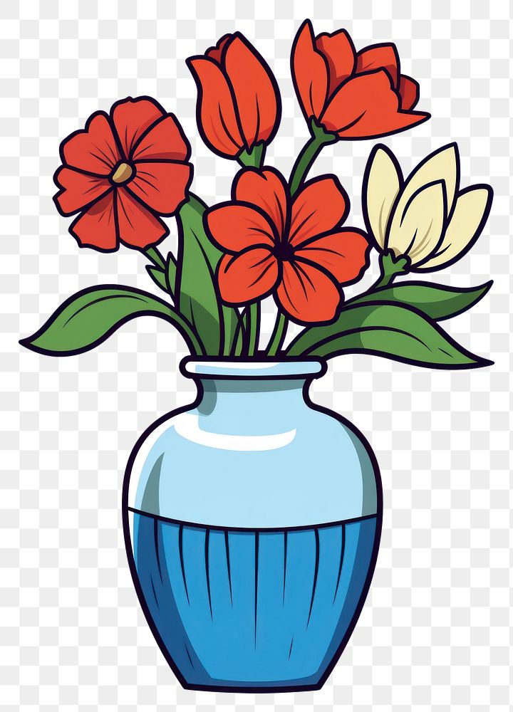 PNG Flowers vase Clipart cartoon plant jar.