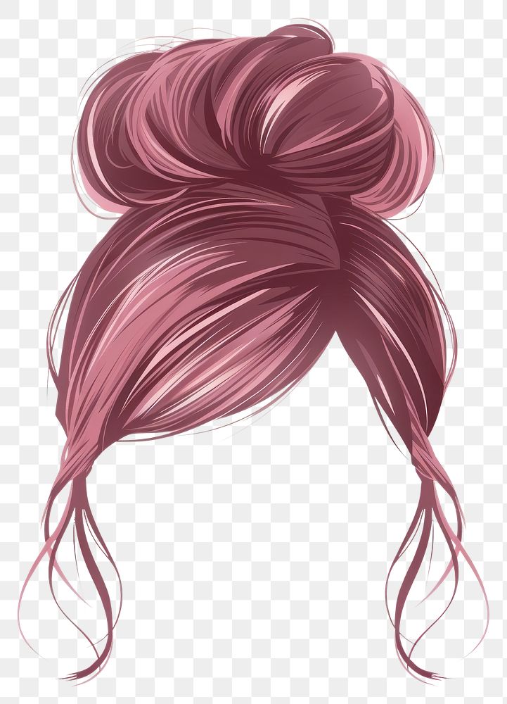 Pink brown bun hairstyle drawing sketch wig.