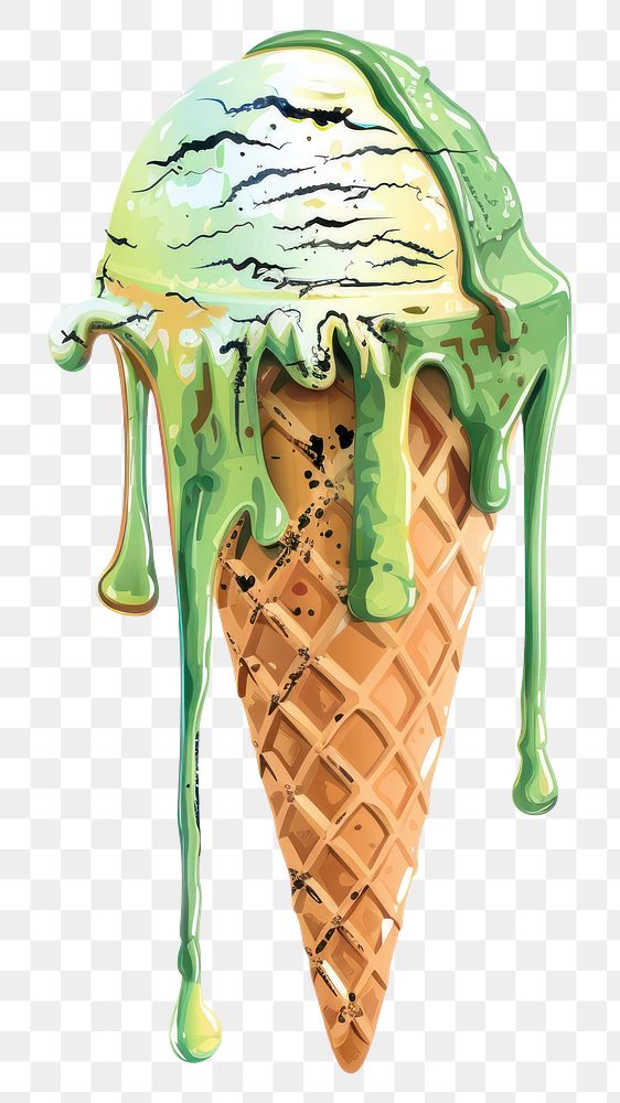 PNG Graffiti mint icecream cone dessert food white background.