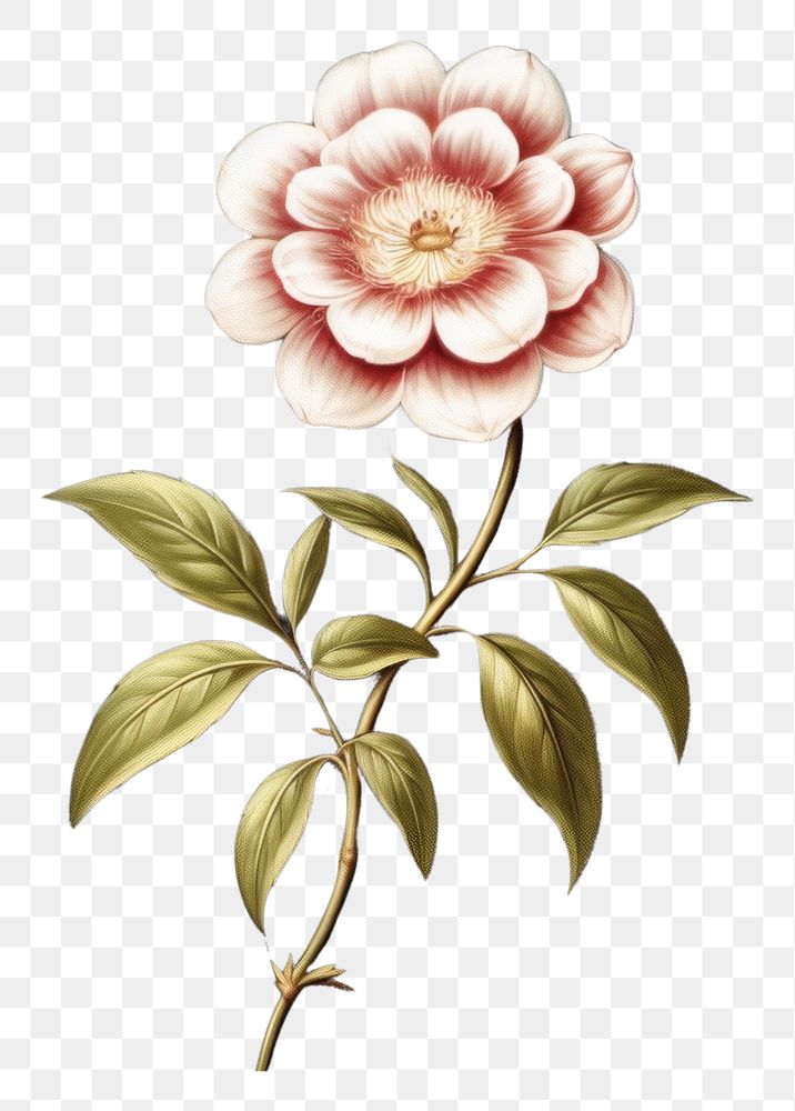 PNG Camellia flower art painting pattern.