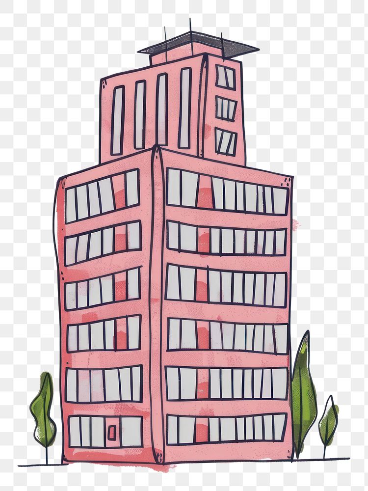 PNG Office building drawing sketch city.