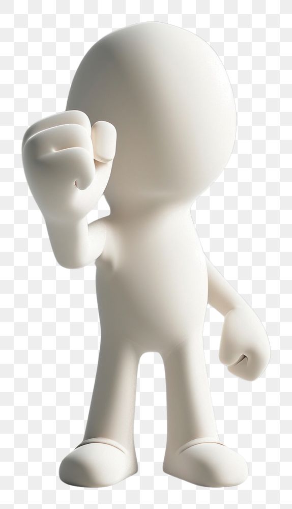 PNG 3d Person raising a fist art figurine cartoon.