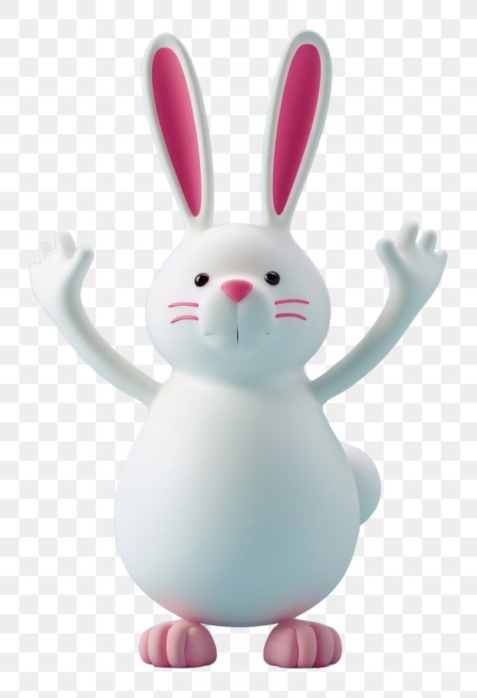 PNG 3d Rabbit character figurine cartoon animal.