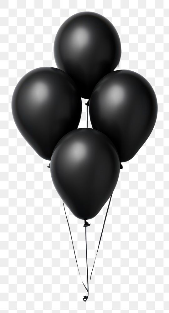 PNG 3d render of balloon matte black material white background anniversary celebration.