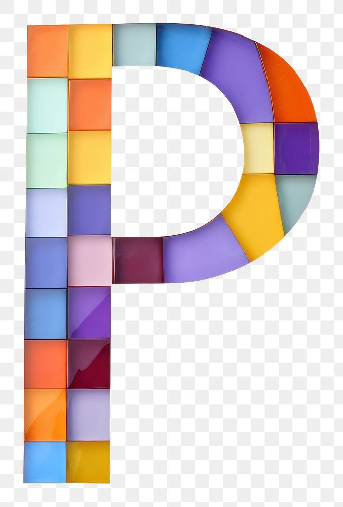 PNG  Mosaic tiles letters p number alphabet shape.