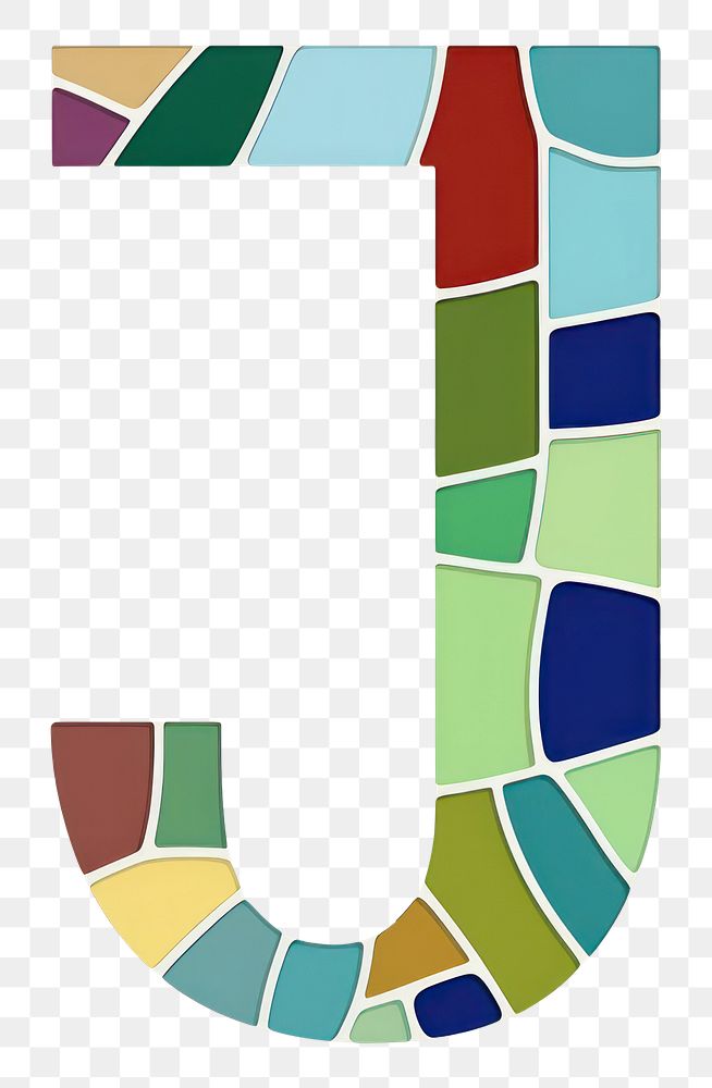 PNG  Mosaic tiles letters j symbol shape text.