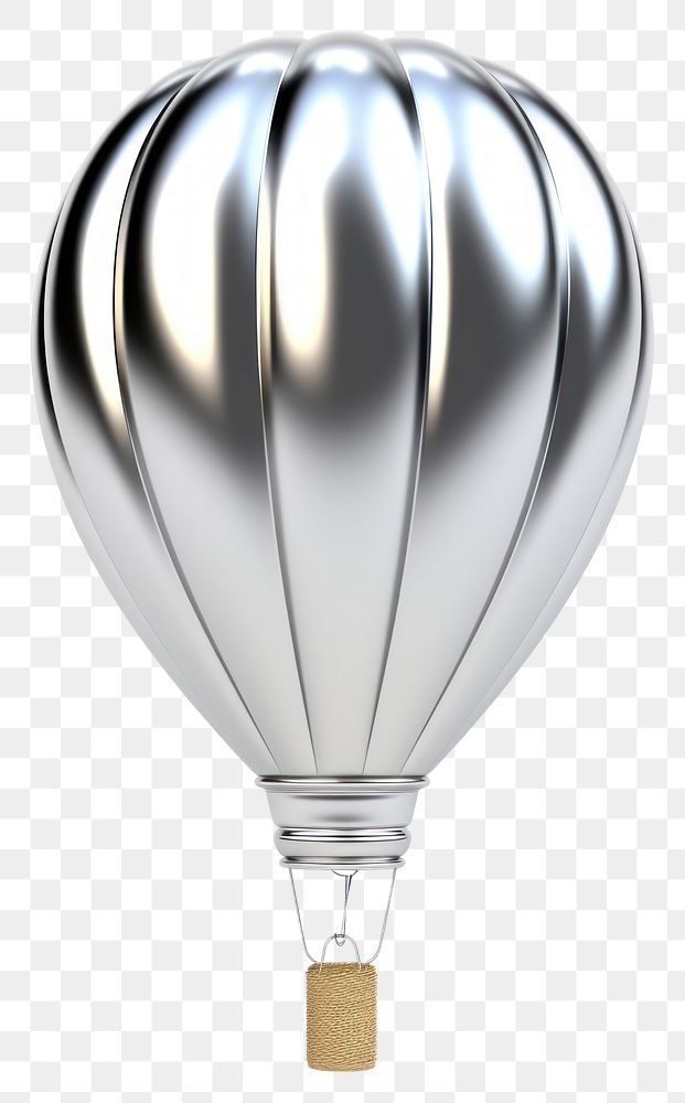PNG 3d solid hot air balloon Chrome material aircraft white background transportation.