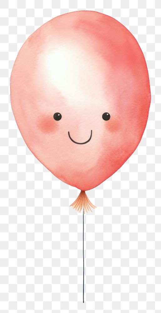 PNG Cute watercolor illustration of a balloon white background anthropomorphic celebration.