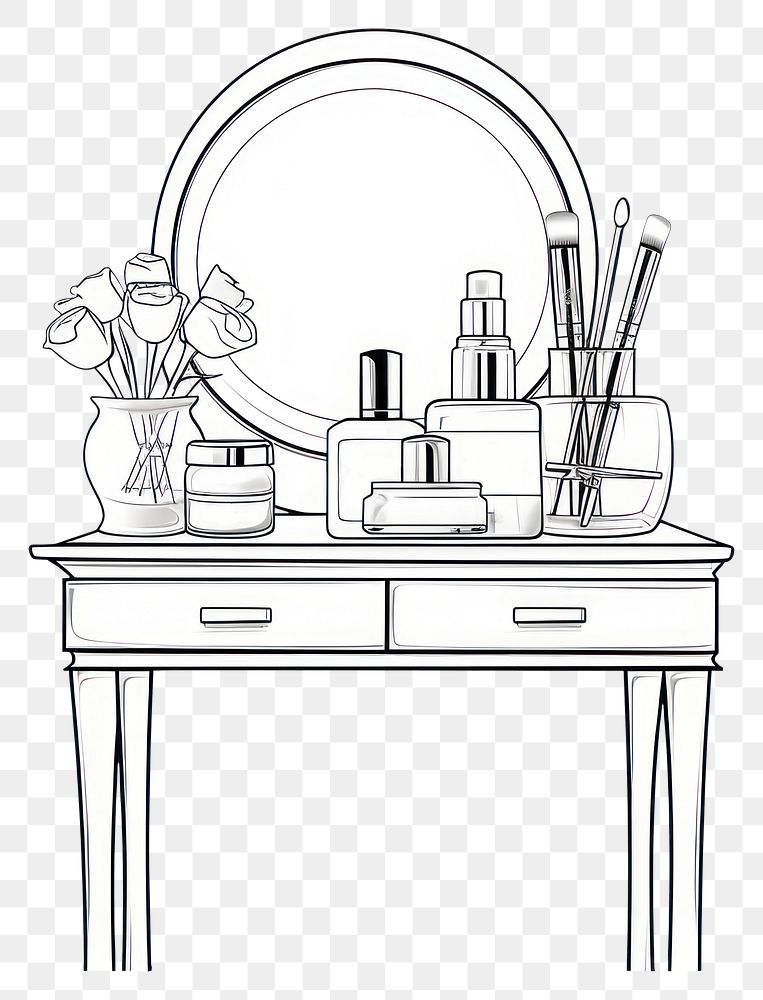 PNG Dressing table sketch furniture drawing.