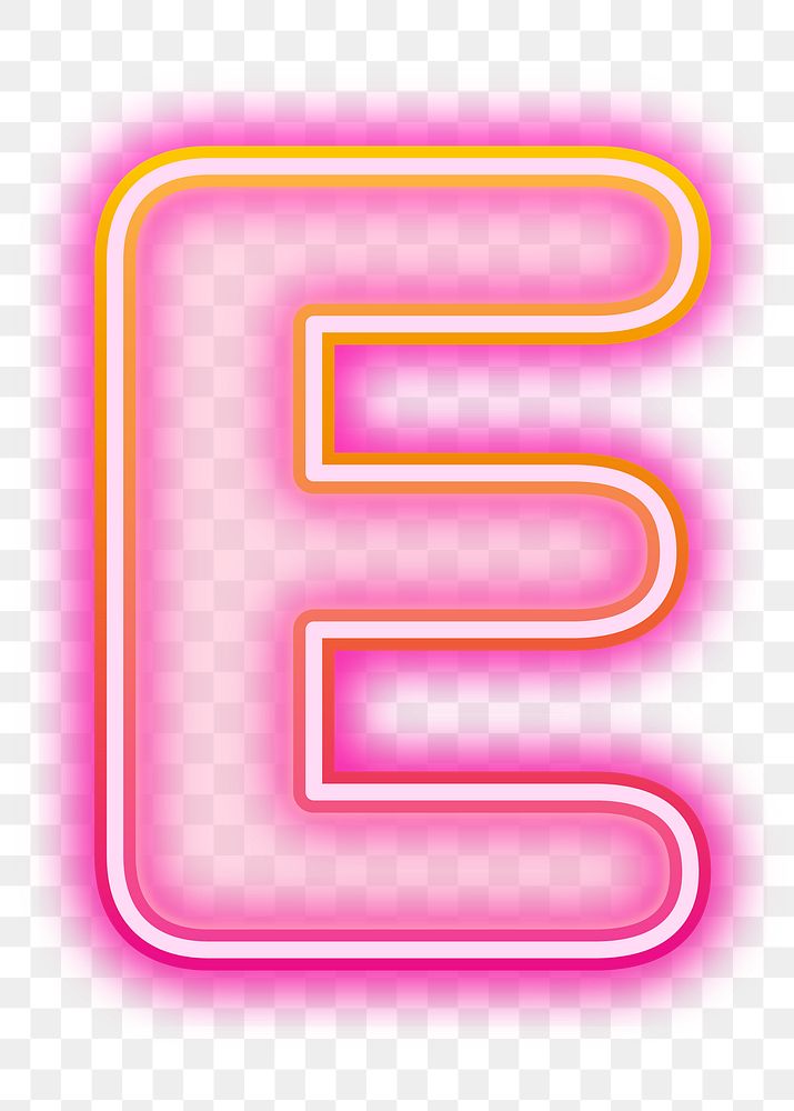 Letter E png pink neon design, transparent background