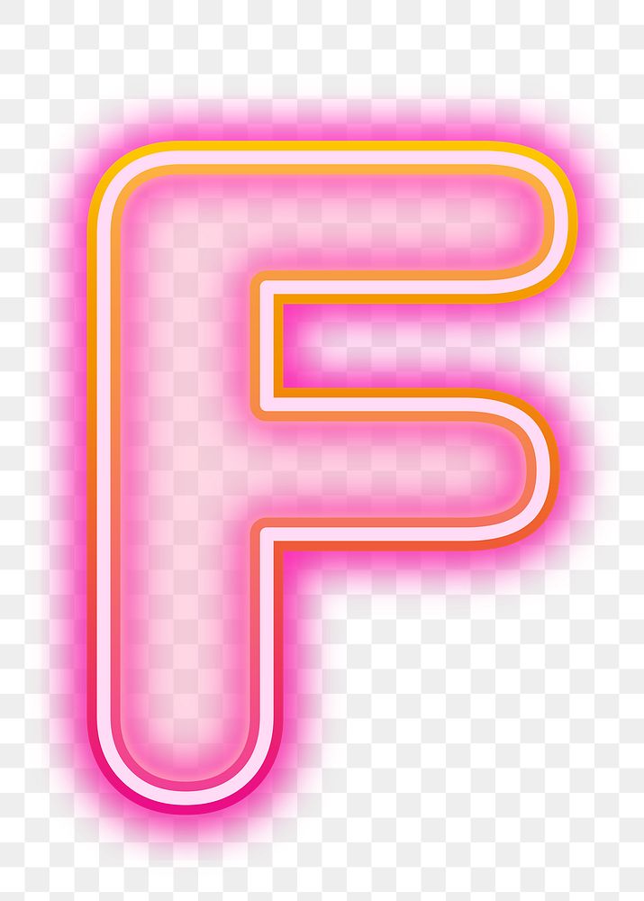 Letter F png pink neon design, transparent background