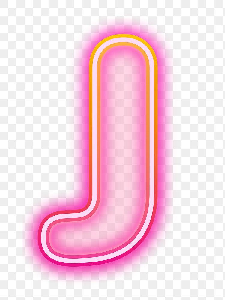 Letter J png pink neon design, transparent background