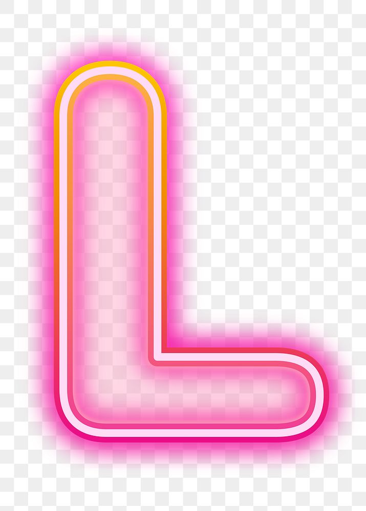 Letter L png pink neon design, transparent background