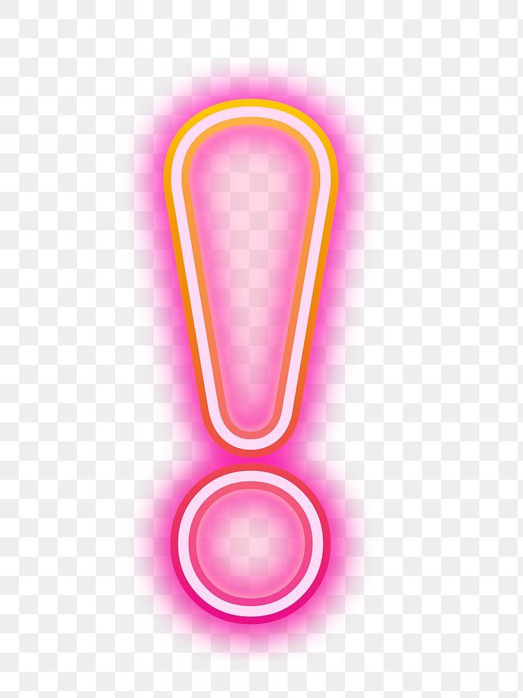 PNG exclamation mark pink neon design, transparent background
