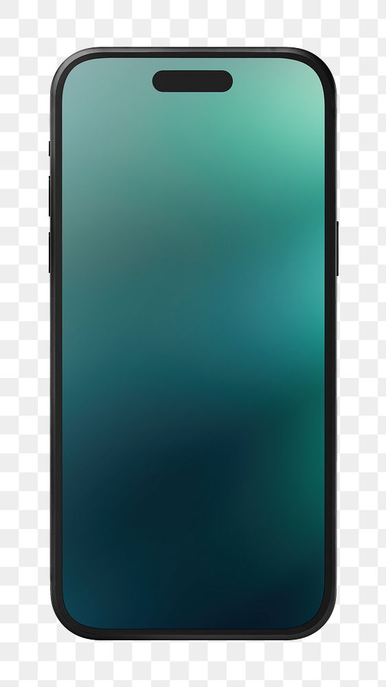 PNG mobile phone with teal screen, transparent background