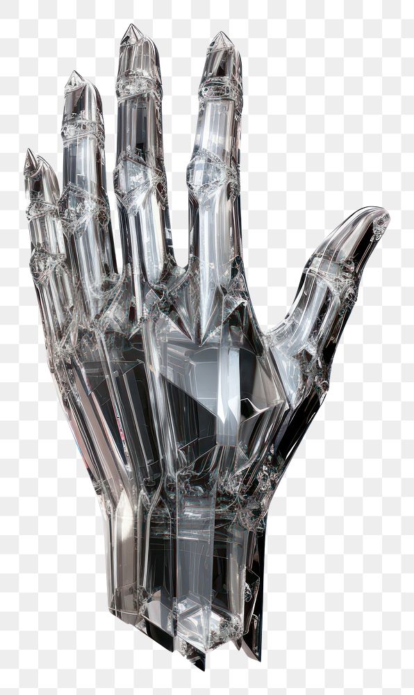 PNG Robot hand crystal white background clothing.