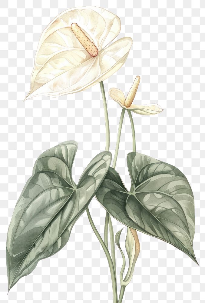 PNG Botanical illustration anthurium flower plant inflorescence.