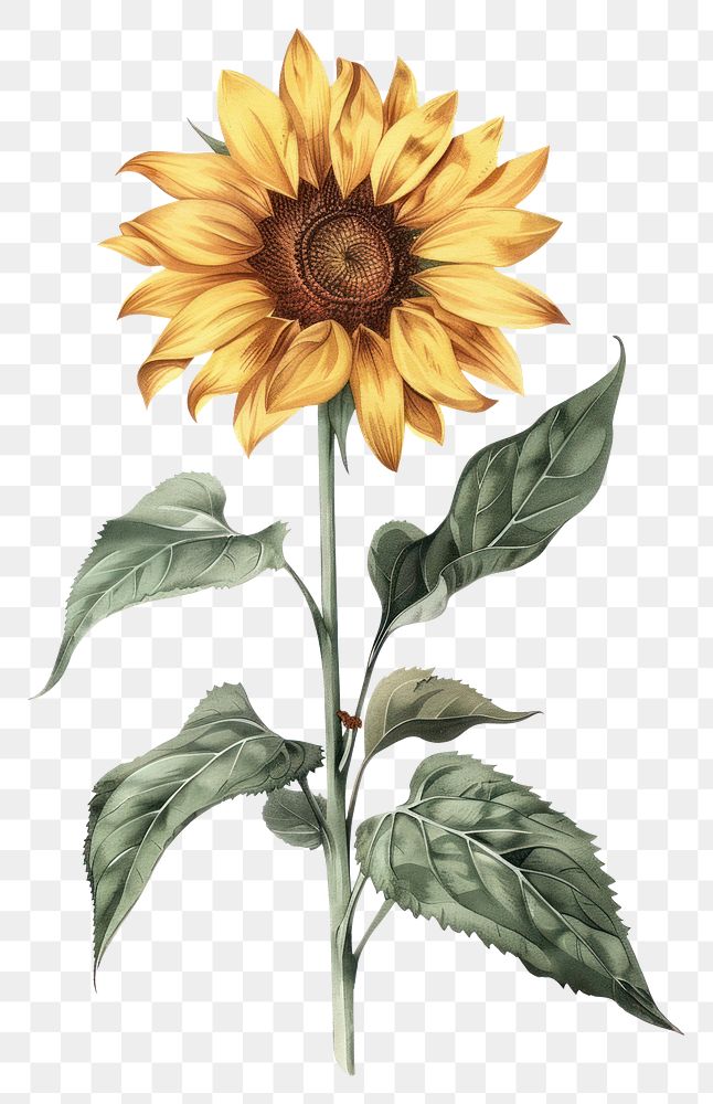 PNG Botanical illustration sunflower plant inflorescence asterales.