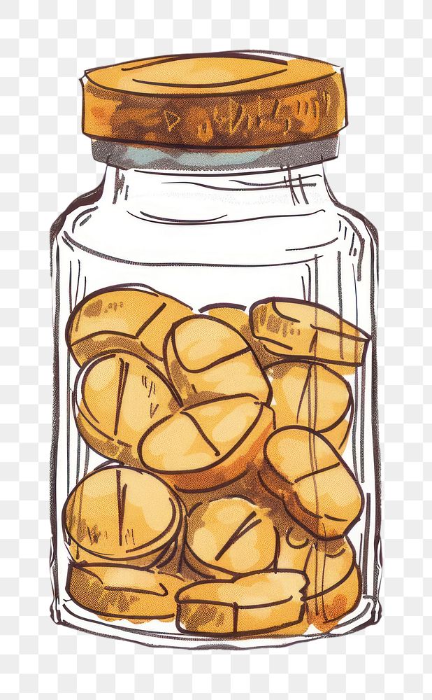PNG Hand-drawn sketch bottle of medicine pills jar transparent ammunition.